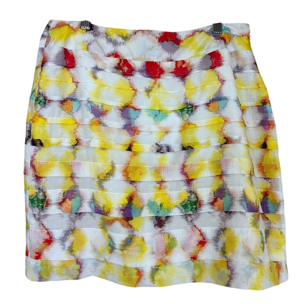 Ann Taylor Multicolored Patterned Side Zip Mini Skirt 2